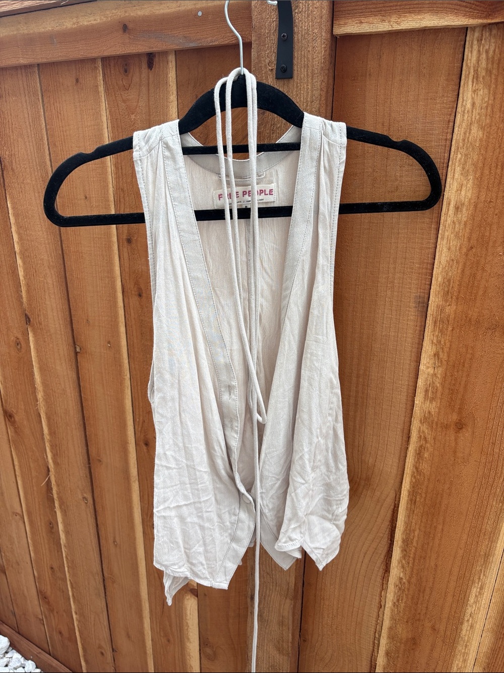 Free People Light Cream Draped Tie-Front Camisole Vest